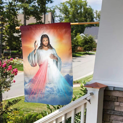 YISHOW Divine Mercy Jesus Christian Garden Flag Double Sided Vertical Lord Faith Christian Religious House Flags Yard Signs Outdoor Decor 12.5"X18...