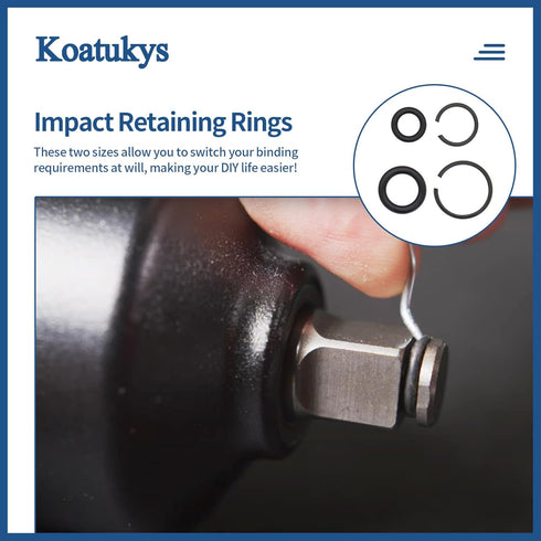 5 Sets 3/8" and 5 Sets 1/2" Impact Retaining Ring Wrench Socket Clip with O-Ring Fits Replacement Milwaukee/Pneumatic Type Impact Wrench Square Dr...
