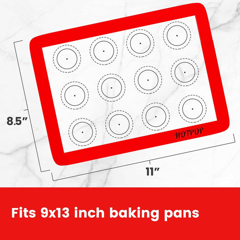 HOTPOP Silicone Baking Mats 0.75mm - Non-Stick Silicone Sheets for Bake Pans and Rolling with Outlines for Pastries - Silicone Baking Sheet - Maca...