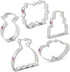Ann Clark Cookie Cutters Wedding Cookie Cutters 5-Pc Set Made in the USA, Square Plaque, Wedding Cake, Wedding Dress, Diamond Ring, Double Heart...