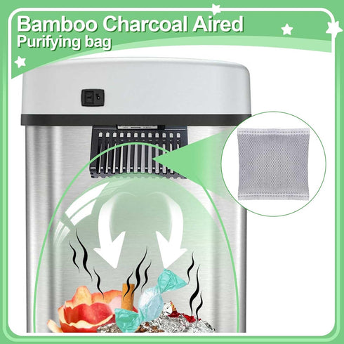 12PCS Activated Charcoal Odor Absorber, Trash Cans Natural Freshest Bamboo Charcoal Bags Compatible with 2.5 Gallon iTouchles Trash Bins, Purifyin...