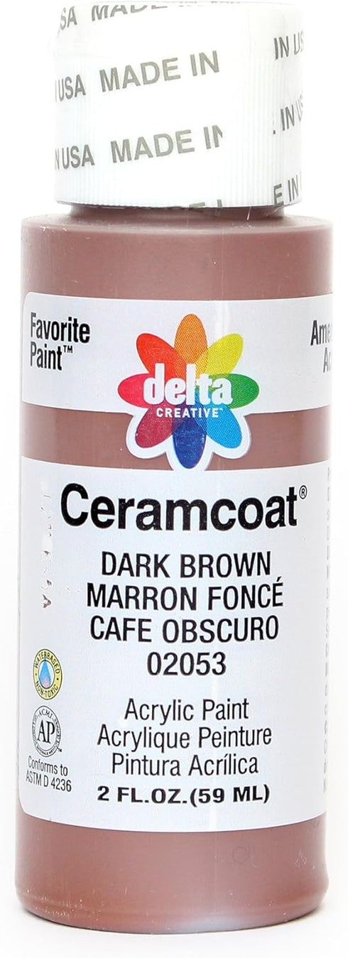 Delta Creative Ceramcoat Acrylic Paint in Assorted Colors (2 oz), 2053, Dark Brown...
