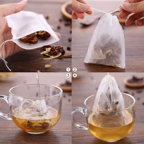 300 Pcs Drawstring Tea Filter Bags, Disposable Empty Cotton Filter Bags for Loose Tea ?3.94 x 3.15 inch?...