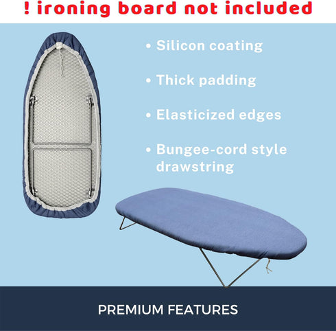 12.5 X 30 inch Smart Table top Ironing Board Cover and Pad with Standard Size, Fits Small, Mini Board, Easy Placement, Extra Thick Padding, Elasti...
