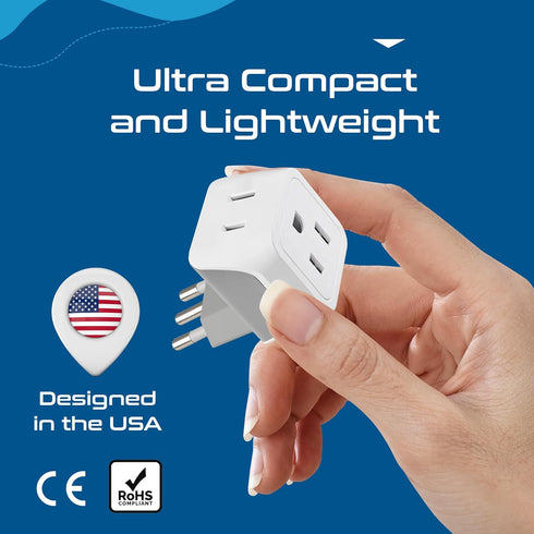 Ceptics European Plug Adapter 4 Pack Set, USA to Europe, Italy, Germany, England, Spain, Italy, Iceland, France (Type C, E/F, G, L) - for Your Cel...