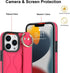 Compatible with iPhone 13 Pro Case 6.1 Inch with Ring and Finger Strap, Shockproof Stylish Protective Cover for iPhone 13 Pro (Rose-red)...