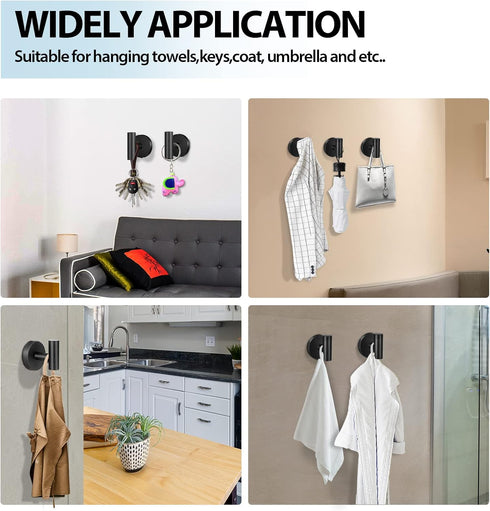 Towel Hooks for Bathroom,2 Packs Wall Mount Towel Holder,Black Matte Wall Robe Hook,Stainless Steel Heavy Duty Door Hanger Towel Hook for Kitchen,...