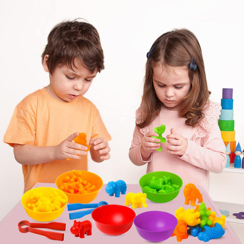 RAEQKS Counting Sorting Toys Matching Stacking Toys with Bowls Preschool Learning Activities Educational Sensory Game Montessori STEM Toy Daycare ...