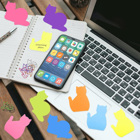 Cobee Cat Sticky Notes with Paper Clips, 7 Pack Cute Self-Stick Memo Note Pads Sticky Pad Cat Paper Clips Index Tabs (C)...