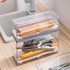 Large Transparent Flatware Tray Kitchen Drawer Organizer With Lid and Drainer - Plastic Kitchen Cutlery Tray and Utensil Storage Container with Co...