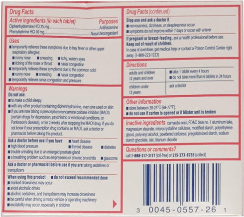 Benadryl Allergy + Congestion, 24 Tablets Each (Pack of 3)...