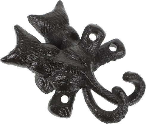HOMSFOU 2pcs European Classical Cast Iron Cat Hook Wall Mount Hook Decorative Coat Hook Single Hook Hanger Retro Wall Hooks Wall Key Holder Cat Co...