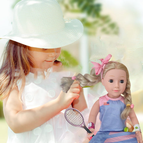 18inch Doll Clothes and accessories-18 Dolls Tennis Sports Outfits-Tops, Short Skirt, Headbands, Hair Band?Doll Socks, Dolls Shoes, Rackets, Ball...