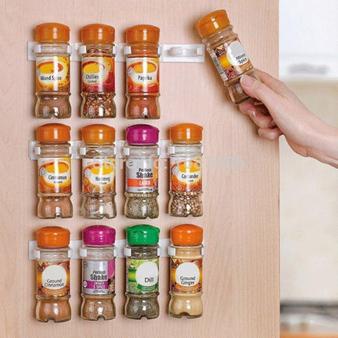 4 PCS Spice Rack Wall Storage Plastic Drawer Organizer Rack Kitchen Cabinet Door Spice Clips Hold 20 Jars Spices Rack Organizer...