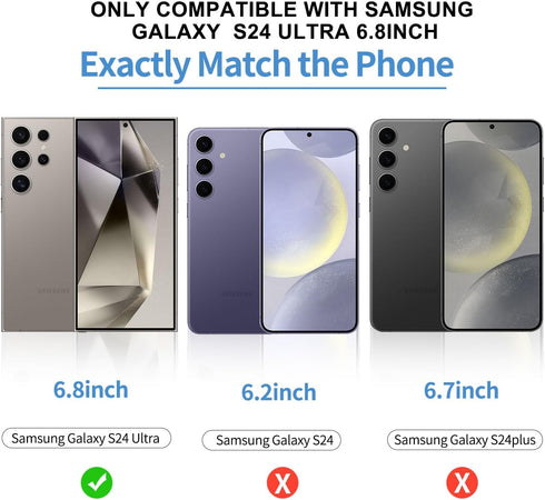3 Pack Tempered Glass Screen Protector Applicable for Samsung Galaxy S24 Ultra 5G 6.8inch, Support Fingerprint ID Friendly Tempered Glass Screen P...