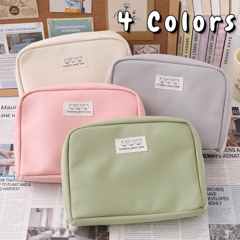 Pencil Case Pouch Box Cute Kawaii Large Capacity Aesthetic Zipper Pen Holder Organizer Bag for Office Workspace Supplies Desk Accessories Travel (...