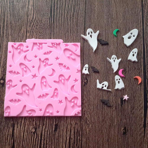 5 Pcs Halloween Cupcake Fondant Molds Silicone Skull Spider Bat Ghost Molds for Halloween Cake Decorating Chocolate Candy Gum Paste Polymer Caly E...