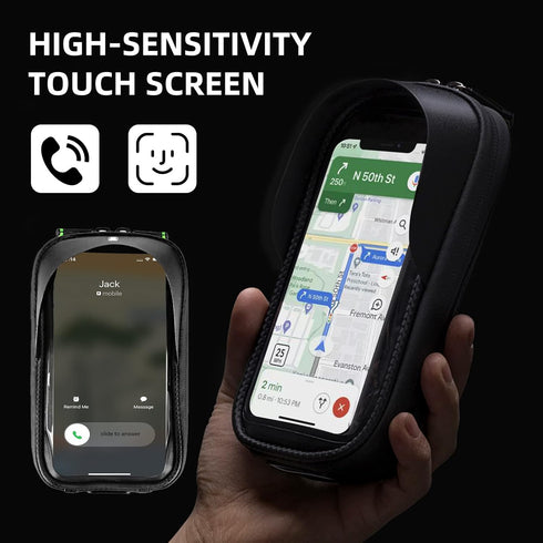 ROCKBROS Bike Phone Bag Bicycle Waterproof Front Frame Pouch Top Tube Handlebar Bag Cycling Cell Phone Storage Bag for iPhone 11 12 13 PRO XS XR 8...