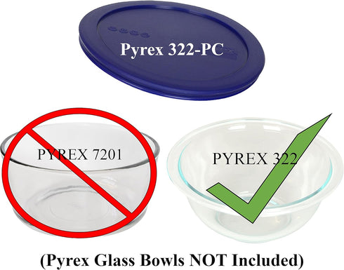 Pyrex 322-PC Blue Round Plastic Mixing Bowl Lid (Will NOT fit Pyrex 7201 Glass Dish), Made in the USA...
