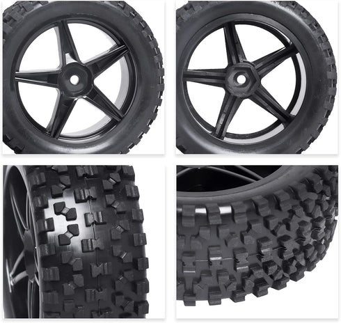 HobbyPark 12mm Hex RC Buggy Tires and Wheels Front & Rear for 1/12 1/10 Scale Models Car fit 2S 3S, Set of 4...