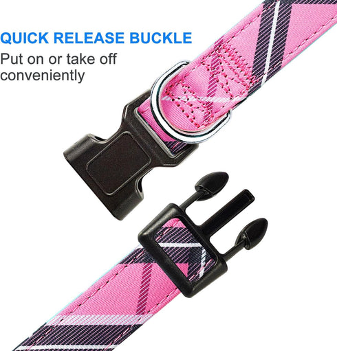 Nylon Dog Collar Soft Neoprene Padded Adjustable Dog Collars for Small Medium Large Dogs (S Neck 12"-15.5", Pink)...