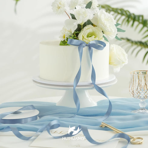HUIHUANG Dusty Blue Satin Ribbon 1/2 inch X 50 Yards Continuous, Blue Double-faced Satin Ribbon for Gift Wrapping, Bows, DIY Crafts, Flower Bouque...