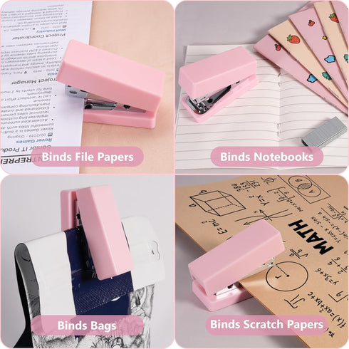 Mini Stapler, 20 Sheets Capacity, Small Cute Staplers for Desk with 2000 Staples, Jam Free, Desktop Stapler Office Stapler (Pink-2 Pack)...