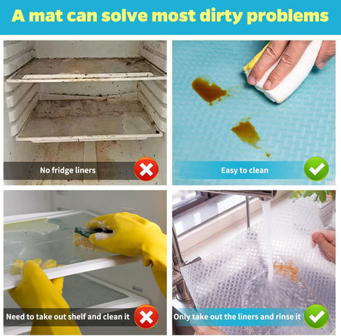 Bloss Fridge Liners, Refrigerator Liners, Easy to Clean Fridge Shelf Liners Non-Slip Refrigerator Mats for Shelves,Cabinet, Drawers, Cupboard(Grid...