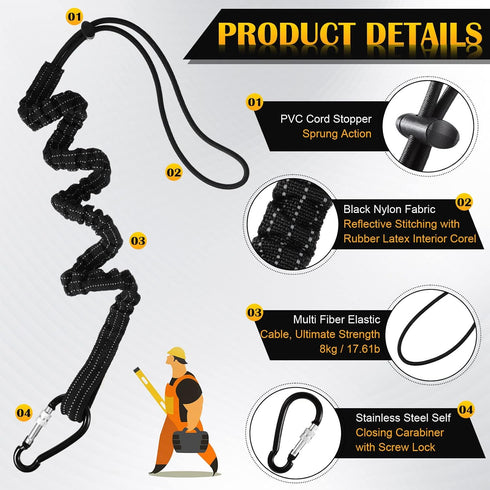 LEIFIDE 6 Pack Tool Lanyard Tool Tether with Single Metal Buckle and Adjustable Loop End, Weight Limit 8KG/ 17.6lb, with Aluminum Screw Lock...