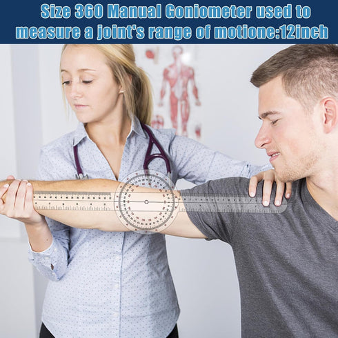 12 Inch Goniometer, 360° Clear Motion Measurement Angle Ruler, Physical Therapy Goniometer Tool for Body Measuring Tape Goniometer Ruler...