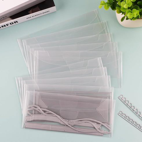 20 Pcs Clear Die & Stamp Storage Bag Resealable Plastic Envelopes Pockets for Cutting Dies Stencil Embossing Crafts for DIY Scrapbooking Paper Car...