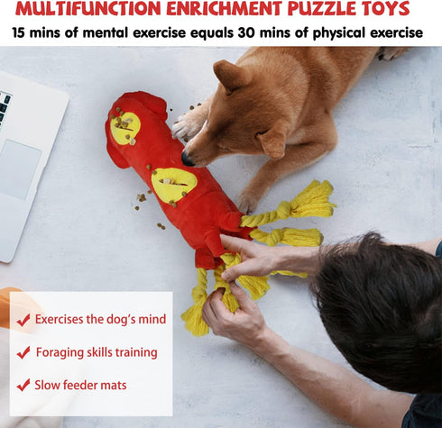 Water Bottle Dog Toys - Dog Puzzle Squeaky Enrichment Treat Dispensing Rope Snuffle Plush Toys, No Stuffing Durable Soft Crunchy Toys for Small Me...