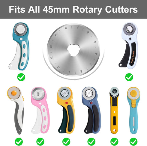 10 Packs 45mm Rotary Cutter Blades 45mm Quilting supplies Rotary Cutter Blades for fabric by SSPONT, compatible with OLFA,Fiskars,Mr.Pen,DAFA,True...