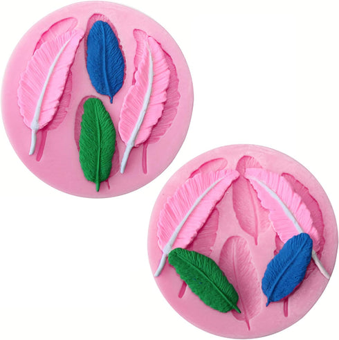 2 Pcs Pink Silicone Feather Mold, Silicone Soap Mold 3D Baking Molds for Cupcake Fondant Chocolate, Pudding, Soap, Ice Cube, Cake Cupcake Decorati...