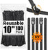 SOOOEC 100 Pack Reusable Zip Ties 10 inch Heavy Duty Outdoor UV Resistant, Releasable Black Zip Ties Indoor Round Ending No Hurt, Cable Ties Reusa...