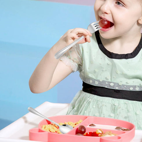 LIANYU 10-Piece Children Silverware Set, Kids Forks and Spoons Silverware Set, Stainless Steel Toddler Utensils Flatware Set, Child Cutlery Set fo...