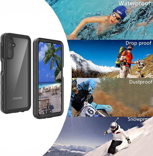 Compatible with Samsung A14 Waterproof Case, Dustproof Shockproof Snowproof with Built in Screen &Camera Lens Protector Lanyard Full Body Cover fo...