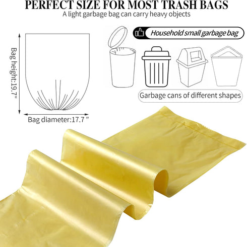 3 Rolls Small Trash Bags - 60 Counts Durable 4 Gallon Small Garbage Bags for home office kitchen Bathroom Bedroom Trash Can liners?Gold?...