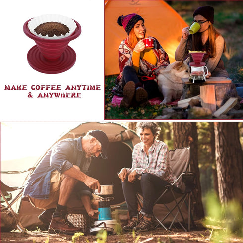 Prasacco Pour Over Coffee Maker Collapsible Pour Over Coffee Dripper Portable Camping Coffee Maker Reusable Silicone Pour Over Coffee Filter for B...