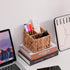 Remote Control Holder Wicker Desk Organizer Divided Storage Basket,Hand Woven Cosmetic Storage Box with 3 Compartments,Water Hyacinth Remote Contr...