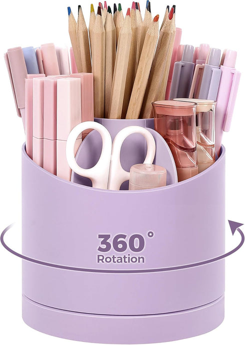 SKYDUE Desk Organizer, 360-Degree Rotating Pencil Pen Holder for Desk, Cute Desk Organizers and Accessories with 7 Slots, Art Supply Storage, Clas...