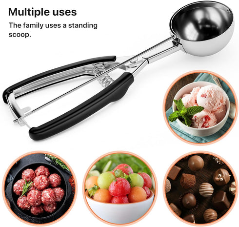 Cookie Scoop Set, Ice Cream Scooper, 18/8 Stainless Steel Cookie Dough Scoop with Trigger Release, 2 Tbsp/ 30 ml/ 1 oz Thickened Cookie Scoops for...