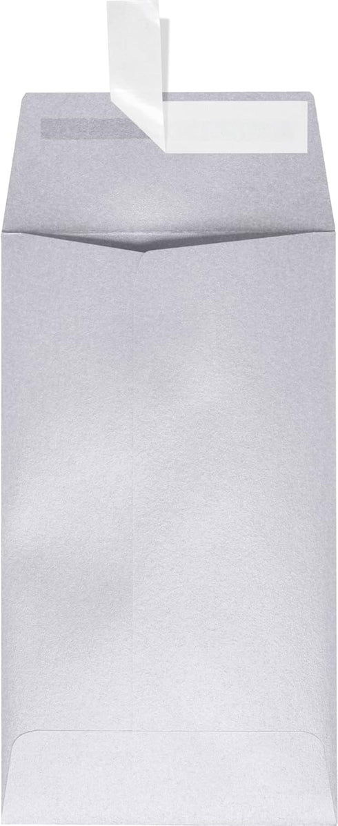LUXPaper #5 1/2 Coin Envelopes in 80 lb. Silver Metallic for Coin Collections, Small Inventory Items, and Stamps, 50 Pack, Envelope Size 3 1/8 x 5...