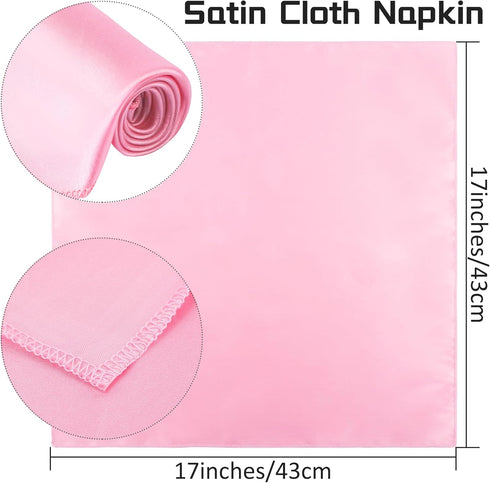 ANECO 12 Pieces Satin Napkins Soft Dinner Napkins Square Table Napkins 17 x 17 Inches for Restaurant Weddings Party Dinner Decoration (Pink)...