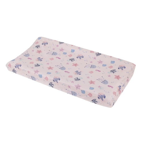 NoJo Mermaid Lagoon Pink, and Blue Sea Friends Super Soft Contoured Changing Pad Cover...