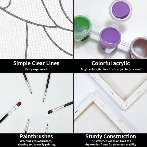 VOCHIC Paint and Sip kit, Pre Drawn Canvas Painting Kit for Adults Painting Twist Party Supplies to Paint Chic Girl Art Set for Beginner Gift Favo...