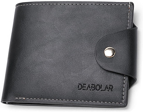 Men Wallet with Clip Black PU Material 3 Credit Card Holder 2 Money Pockets 1 Clear Window Suitable for Men Women Gifts without RFID Slim Small Wa...
