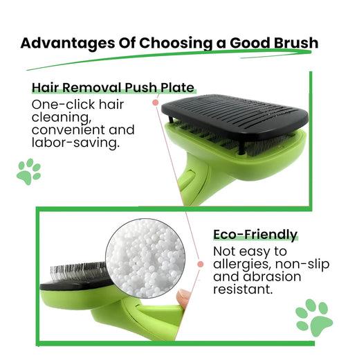 ELITE ETAIL Self Cleaning Pet Hair Brush with Additional Comb and Bath Brush - Skin Friendly Pet Grooming Kit for Dogs and Cats, Detangling, Deshe...