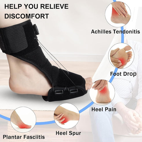 Plantar Fasciitis Relief Night Splint - Upgrade Achilles Tendonitis Brace with Rotating Knob Iron Wire Elastic Dorsal Night Splint, for Women & Me...