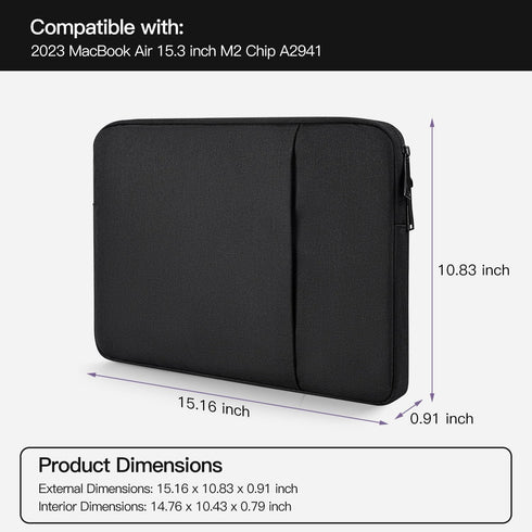 CaseBuy MacBook Air 15 inch Sleeve Water-Resistant Protective Case for 2023 2024 MacBook Air 15 M2 M3 Chip A2941 A3114 Laptop Carrying Case Cover ...